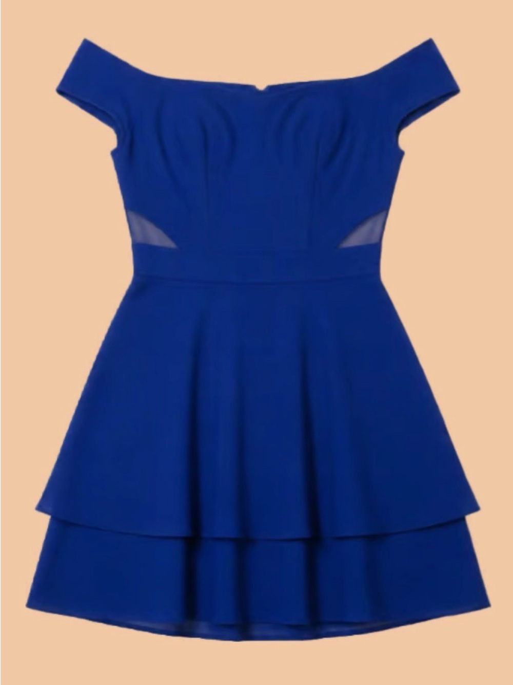 B Darlin Royal Blue Off-Shoulder Fit & Flare Dress